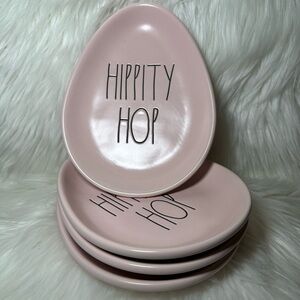 Rae Dunn Pink Hippity Hop Egg Plates Set of 4